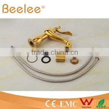 2015 Low Arc Gold Palted Single Lever Handle Basin Faucet QL14027G photo-2