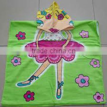 Children use cotton beach towel with hood