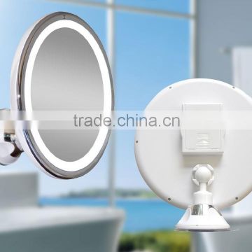 Bathroom makeup mirror with led light and suction cup