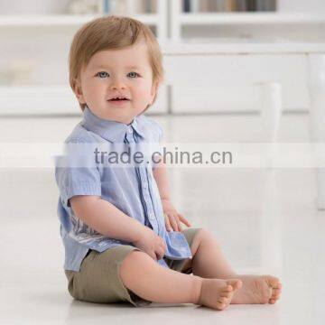 DB1018 wholesale baby clothes dave bella 2014 summer baby blouse tank top sando shirt baby plaid shirt