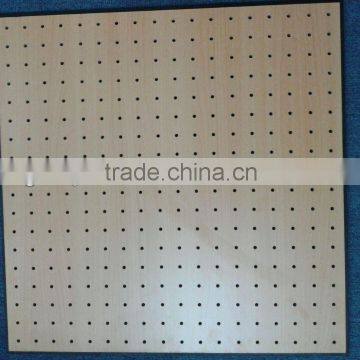 Wooden perforated acoustic ceiling tiles