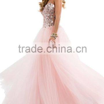 Hot Sales Pink Tulle Shimmer Sequined Quinceanera Dresses Charming Corset Sweetheart Ball Gown Prom Dresses XP-21