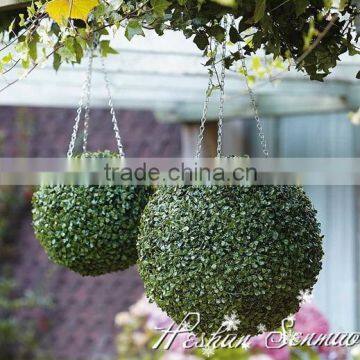 wedding wall backdrop high quality hanging artificial boxwood grass ball plastic flower ball for wedding decoration