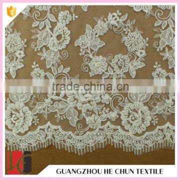 HC-6068-1 Hechun Sew Crystal Bead and Pearl High Fashion Bridal Lace Fabric photo-4