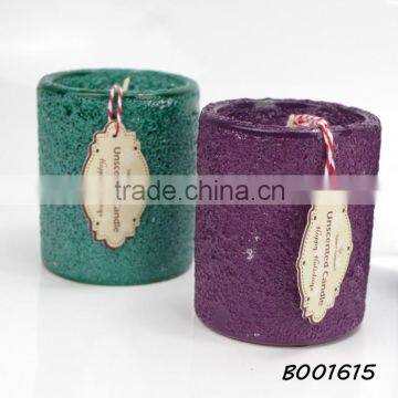 Colorful glazing ceramic pot natural wax candle with one cotton wick