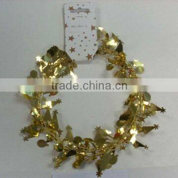 9 Feet Gold Metallic Christmas Tree Wired Tinsel Garlands