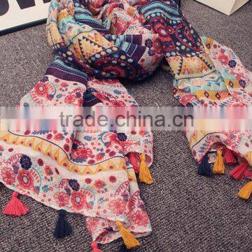 Hot Selling Floral Pattern Scarf Viscose Design Fashion Muslim Hijab Pashmina Autumn Popular Shawls /scarves photo-3