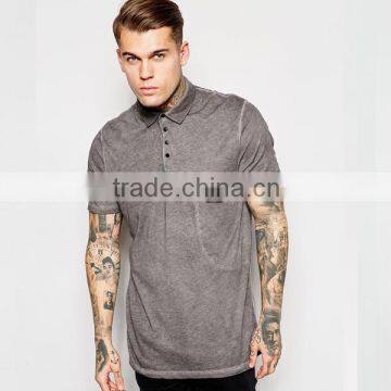 longline oversized pocket polo shirt with oil wash