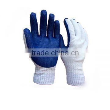 Blue Rubber Coated Work Gloves with7 Gauge Seamless White Knitting Shell