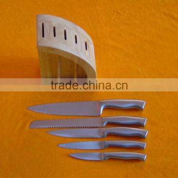 Stainless Steel Knife Set -6Pcs With Wooden Block