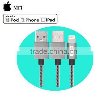 Metal housing nylon braided MFi charging syncwire cable