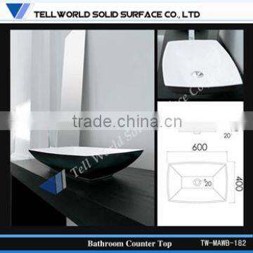 TW Top Quality 100% Pure Solid Surface Corner Wash Basin