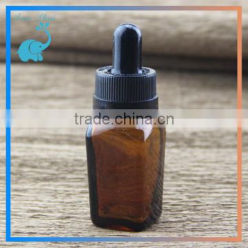 15ml amber square glass dropper bottles with childproof tamper evident dropper caps