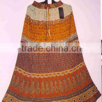 Indian Cotton Panel Printed Crinckle Skirts Elasticate Belt Falda Algodan 3panel skirts Ghaghara indiaitem ethnic skirts