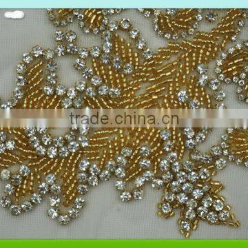 2015 Newest Sew on Gold Bead Applique With Rhinestone Quality Choice photo-3