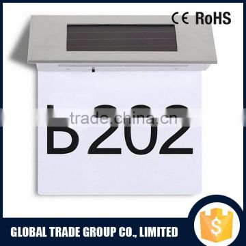 552666 CE and ROHS Stainless Steel PP White LED Solar Lighted Home Number