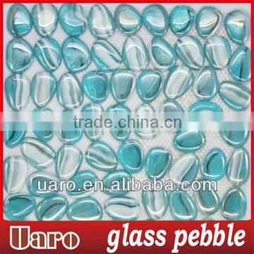 Art light blue decorative random glass pebble mosaic