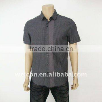 Men's fashion leisure 100% cotton check shirt with short sleeve