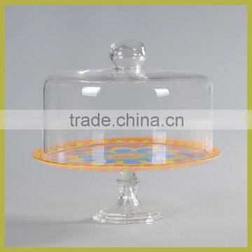 Fancy wedding cake stand, food glass dome cover with plate