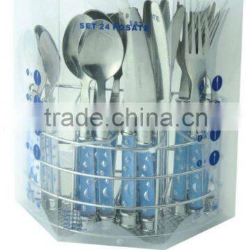 24-PCS stainless cutlery, stainless steel cutlery set, stainless steel tableware packing with iron stand and PVC box