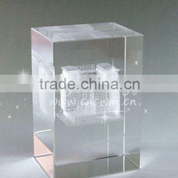 Laser Engraved Crystal Building Paperweight For Souvenir Gifts