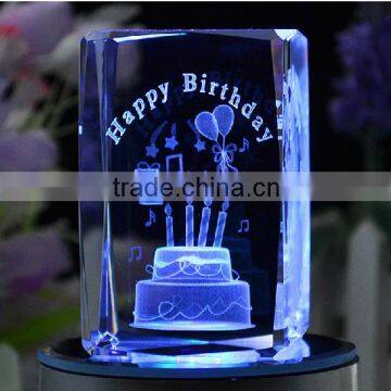 good birthday cake engraving 3d laser crystal cubes for birthday gift