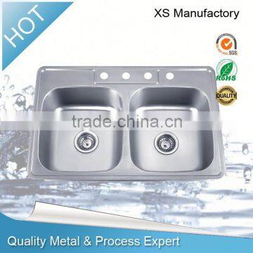 Hotel double bowl washing sink in China
