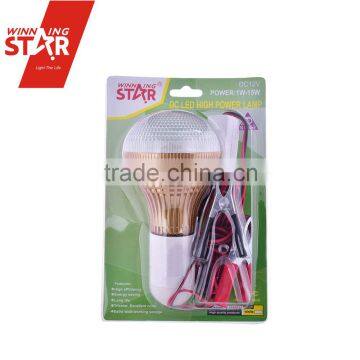 Solar 3W E27 12V DC LED Light Bulb with 4M Cable Clamp Switch