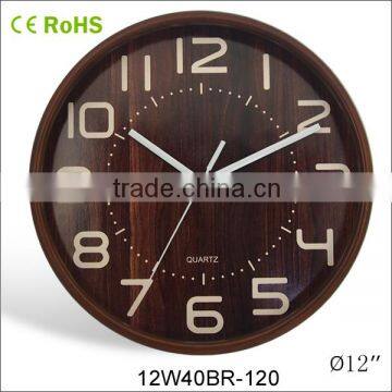 12 inch popular wall hanging wooden souvenir clock (12W40BR-120)