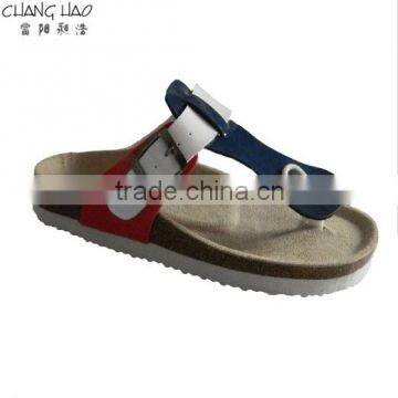 2016 Women Cork Slipper New Design Navy Bule, White and Red PU With Hasps Cheap Fashion Cork Slipper photo-1