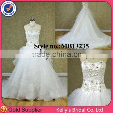 Dashing Style srapless a-line outdoor wedding dresses with asymmetric organza