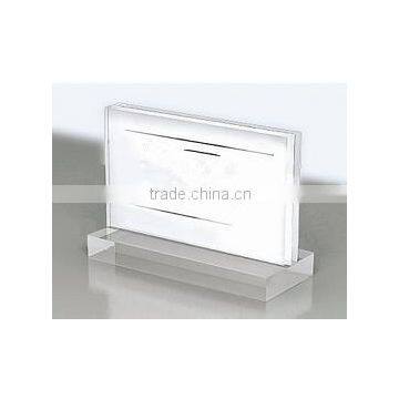 acrylic block---small and clear price stand, screen pringing or printed paper inlaid