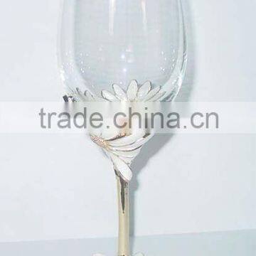 enamel color pewterbase with glass goblet