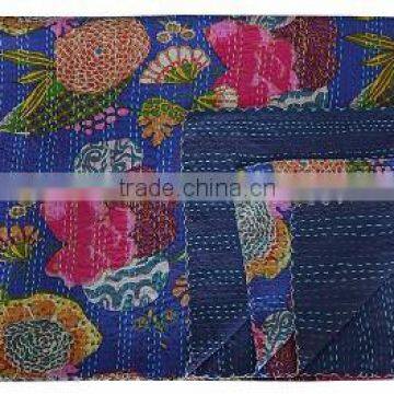 Handmade cotton kantha quilt