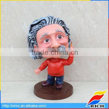 Resin hand printing Albert Einstein wholesale custom bobble head doll