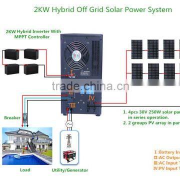 2KW Hybrid Off Grid Solar Power System