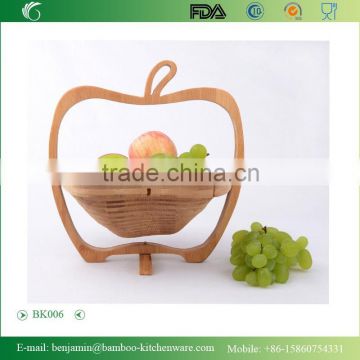 BK006/Exquisite Folding Apple Shape Bamboo Fruit Basket For Home Decoration