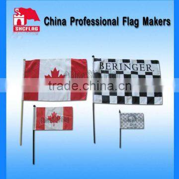 NO MOQ custom flag wood stick, custom hand flag with stick custom hand flag