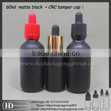 60ml matt black eliquid glass bottle 60ml childproof cap tamper evident