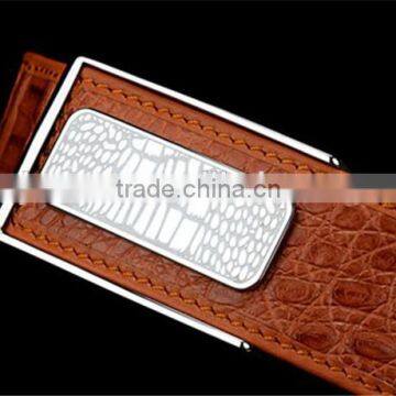 Genuine Crocodile Leather Belts for Men Classsic Buckle Belt Brown photo-4