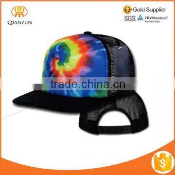 Tie Dye Print Rainbow Foam Mesh Flat Bill Snapback Trucker Baseball Ball Cap Hat