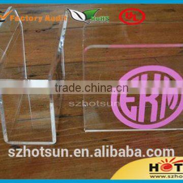 Hot Sale Gold Logo Printing Clear Transparent Acrylic Paper Napkin Holder photo-2