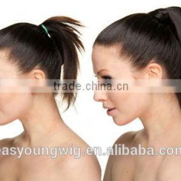 ribbon wrapped Straight ponytail, synthetic hair pieces