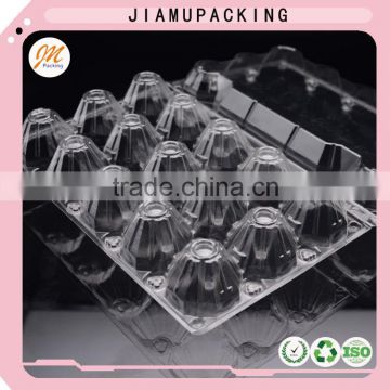 Clear plastic clamshell egg tray box packaging of 15 holes/cavities