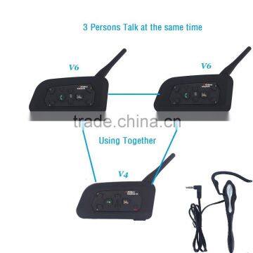 Fodsports Brand 1*V4+2*V6/set 1200m BT Headset 3 Riders Talking For Football Referee Judge Biker Wireless Bluetooth Intercom