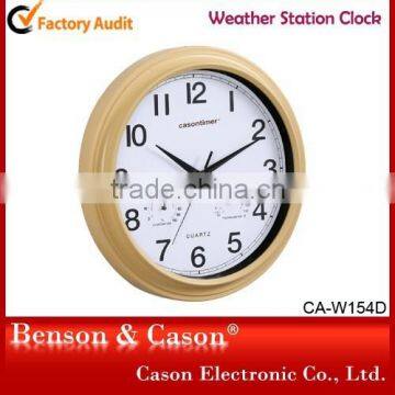 Cason weather station clock yellow round wall clock