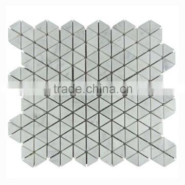 kb stone hot sale bianco carrara white marble honed triangle mosaic