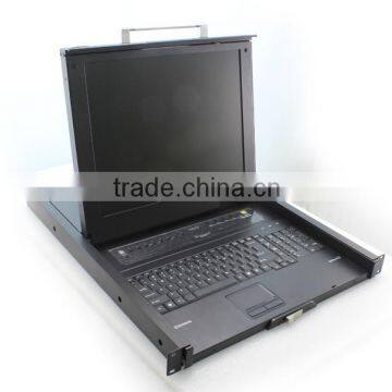 1U, RJ45 IP widescreen 8 ports CAT5 KVM Switch 19" LCD console