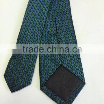 Men's blue\green 100% silk tie with leaves design