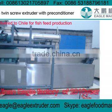 DP85 550kg floating and sinking fish feed pellet twin screw extruder processing machines to Chile